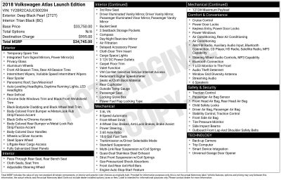 2018 Volkswagen Atlas Launch Edition