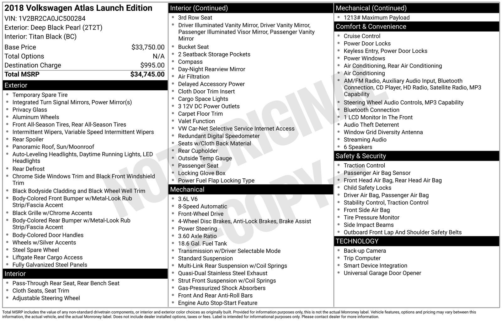 2018 Volkswagen Atlas Launch Edition