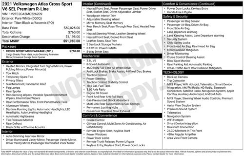 2021 Volkswagen Atlas Cross Sport 3.6L V6 SEL Premium R-Line