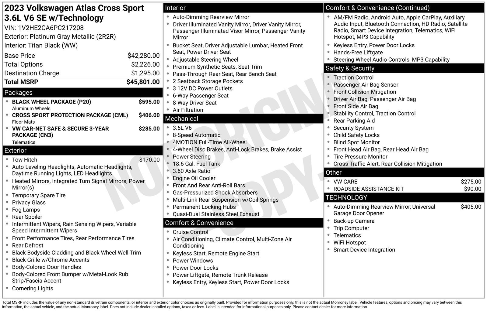 2023 Volkswagen Atlas Cross Sport 3.6L V6 SE w/Technology