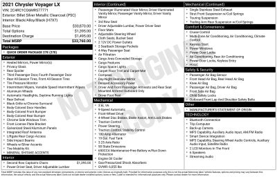 2021 Chrysler Voyager LX