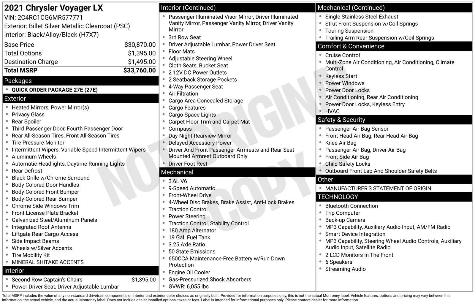 2021 Chrysler Voyager LX