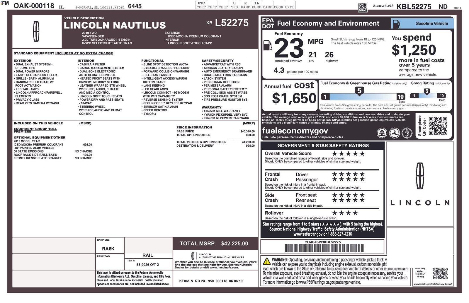 2019 Lincoln Nautilus Standard