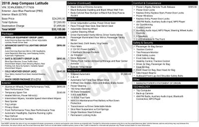 2018 Jeep Compass Latitude Popular Equipment Package