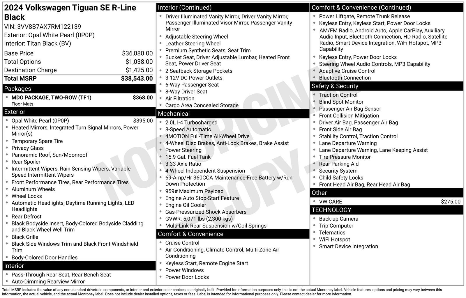 2024 Volkswagen Tiguan 2.0T SE R-Line Black