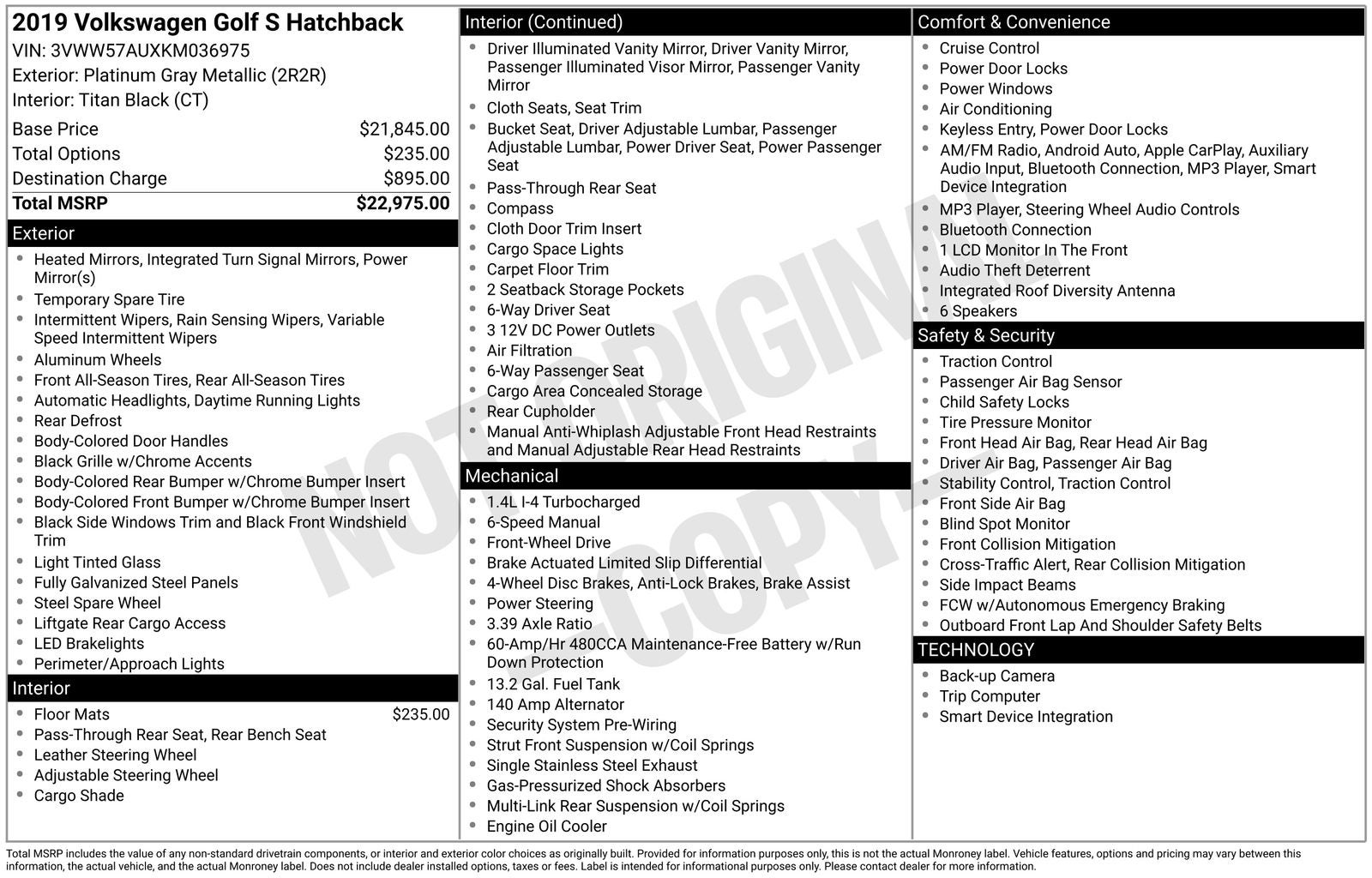 2019 Volkswagen Golf S