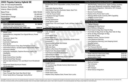 2023 Toyota Camry Hybrid SE