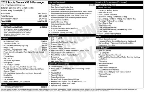 2023 Toyota Sienna XSE 7 Passenger