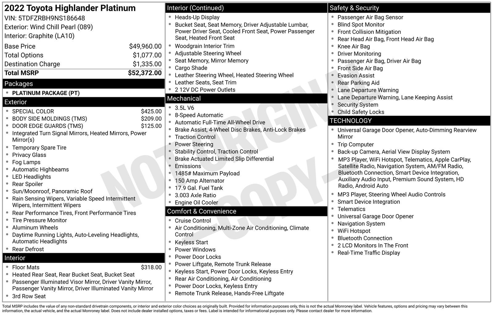 2022 Toyota Highlander Platinum