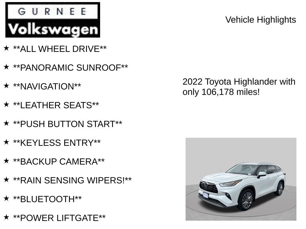 2022 Toyota Highlander Platinum