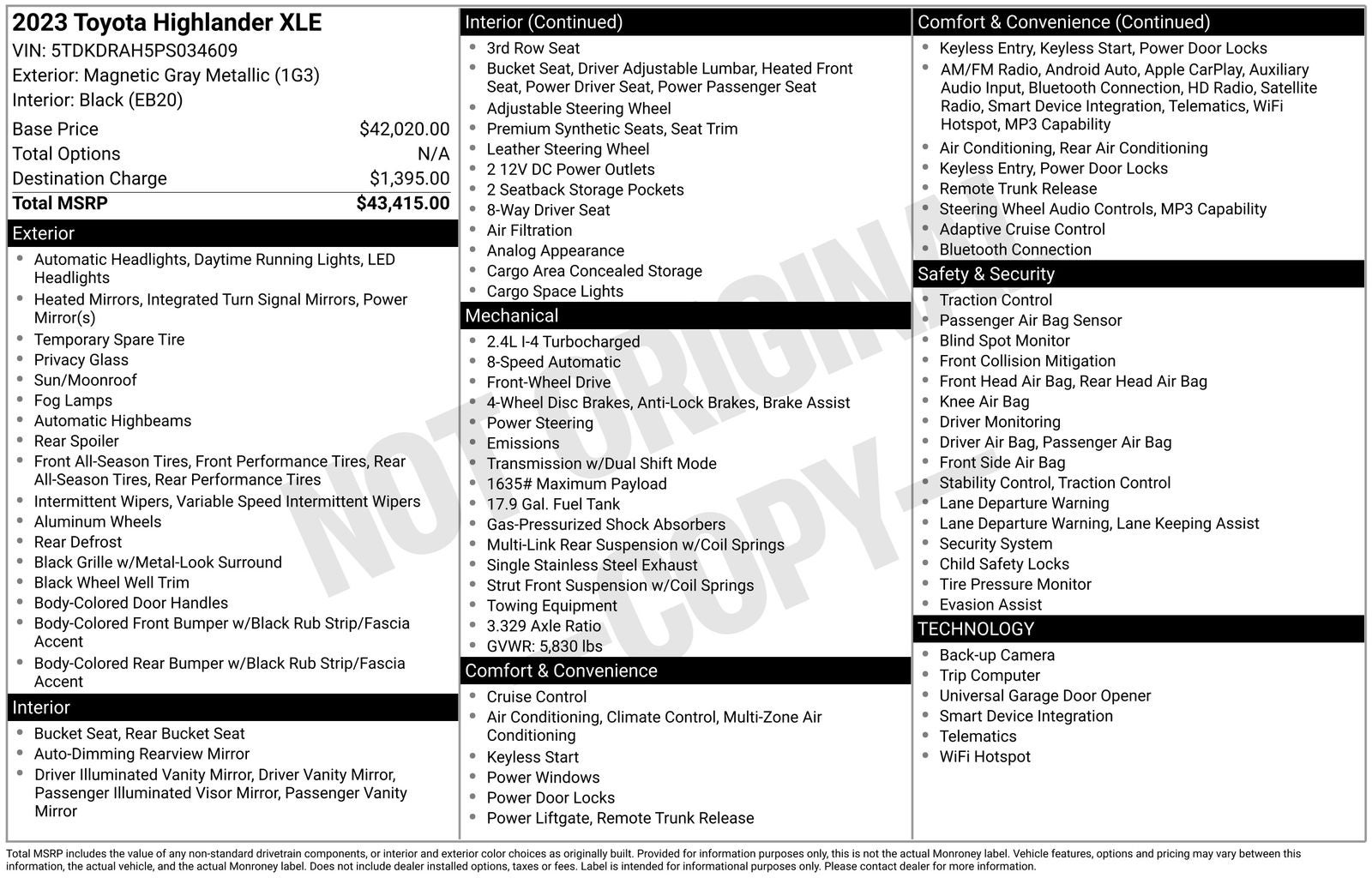 2023 Toyota Highlander XLE FWD's photo