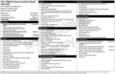 2017 BMW X3 xDrive28i Driving Assistance Plus Package
