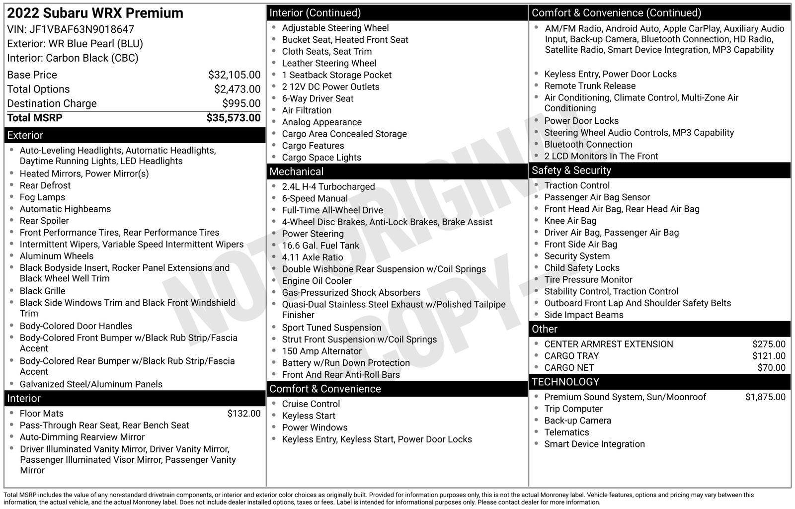 2022 Subaru WRX Premium