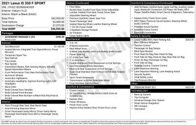 2021 Lexus IS 350 F SPORT