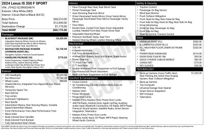 2024 Lexus IS 350 F SPORT Design Blackout/Pano/Mark Levinson