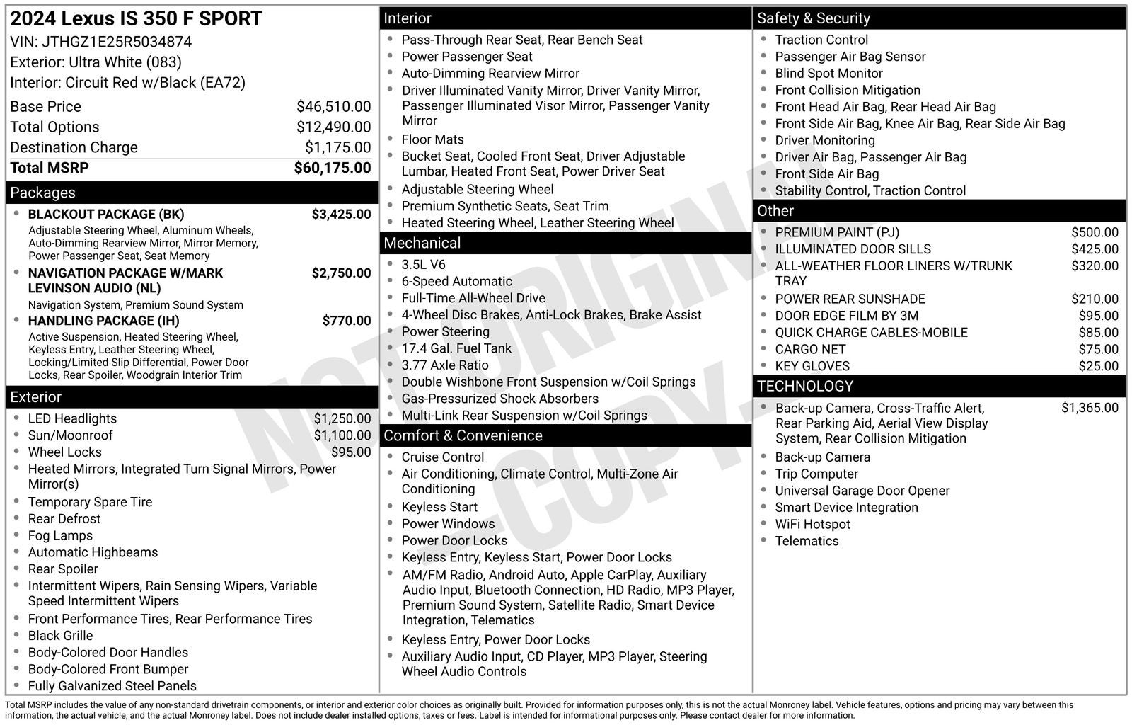 2024 Lexus IS 350 F SPORT Design Blackout/Pano/Mark Levinson