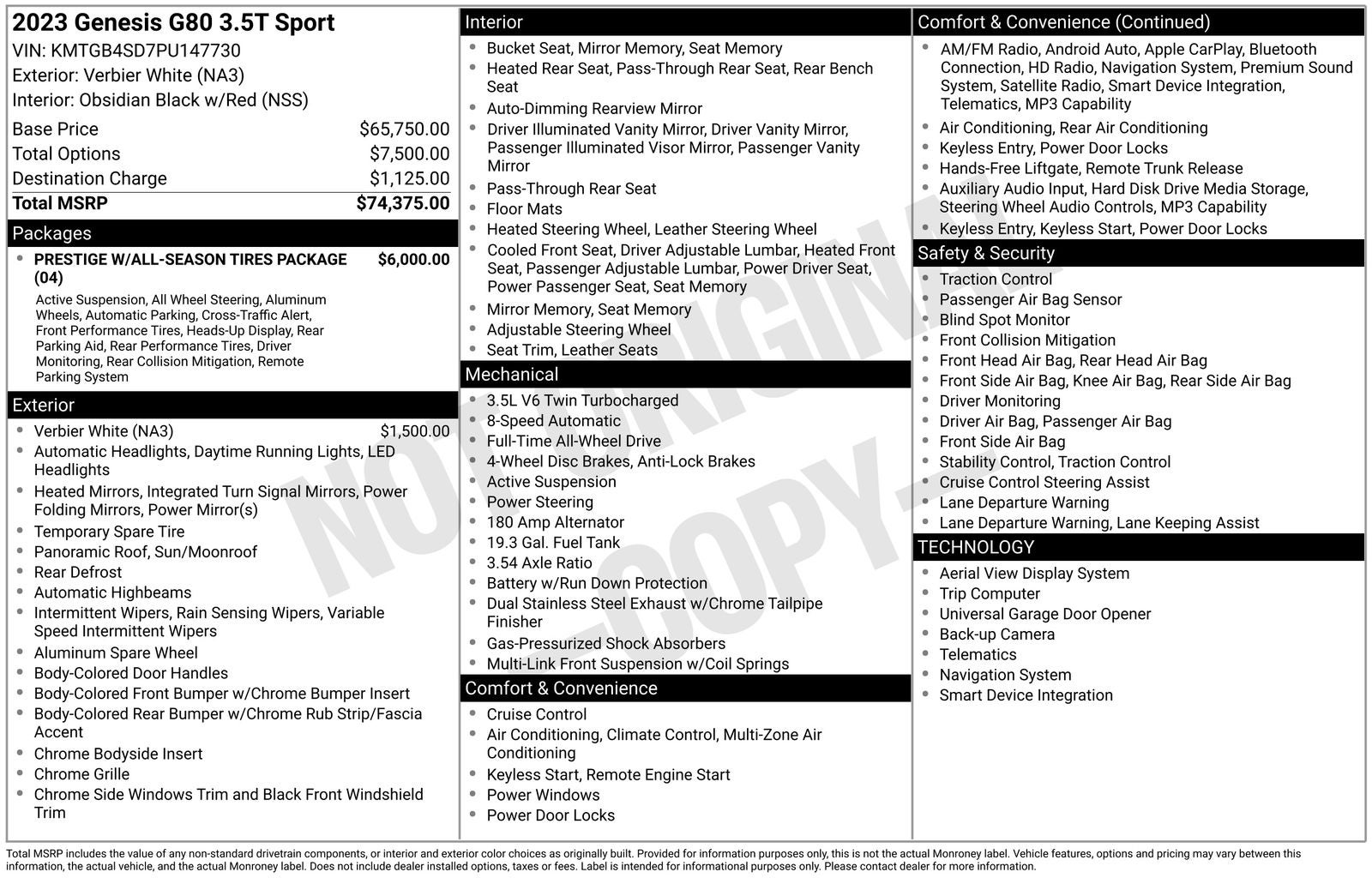 2023 Genesis G80 3.5T Prestige
