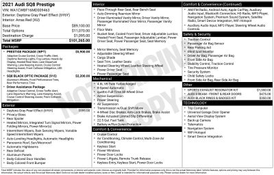 2021 Audi SQ8 4.0T Prestige quattro