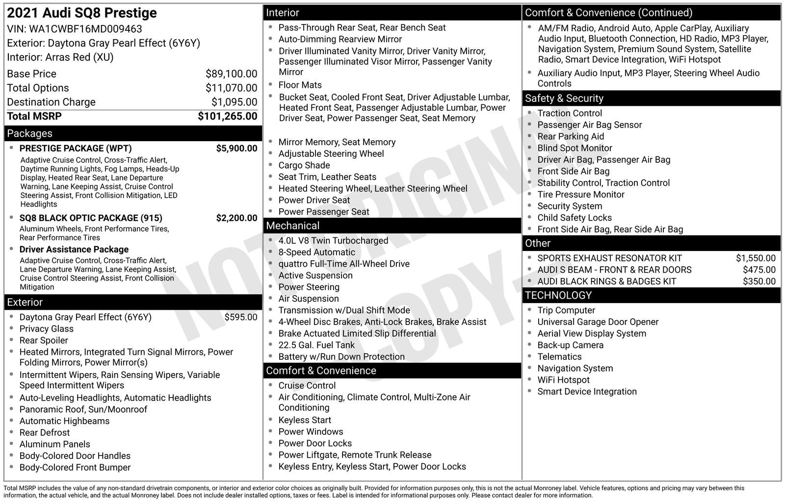 2021 Audi SQ8 4.0T Prestige quattro