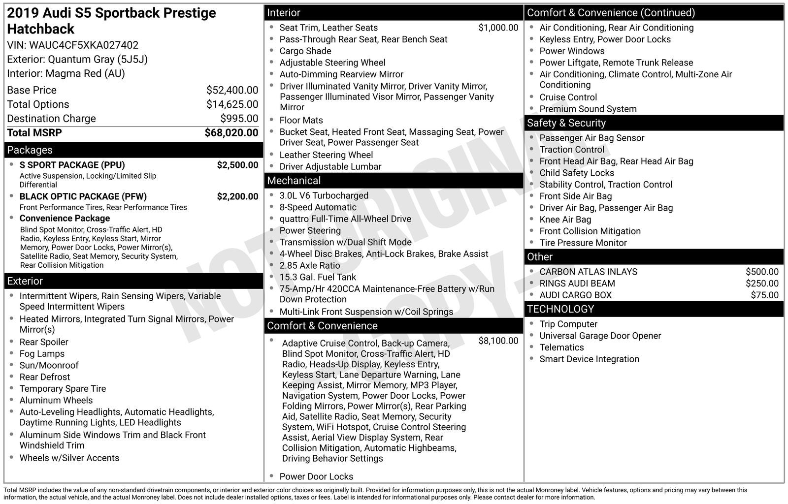 2019 Audi S5 Sportback Prestige quattro