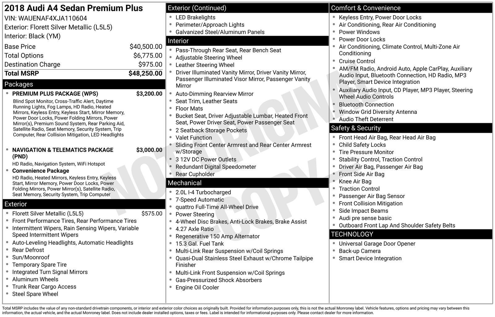 2018 Audi A4 2.0T Premium Plus quattro