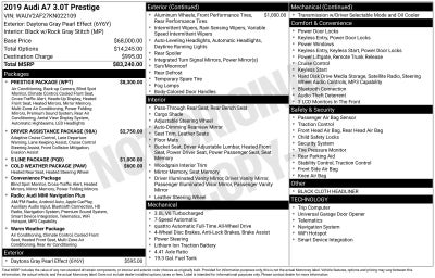 2019 Audi A7 3.0T Prestige quattro