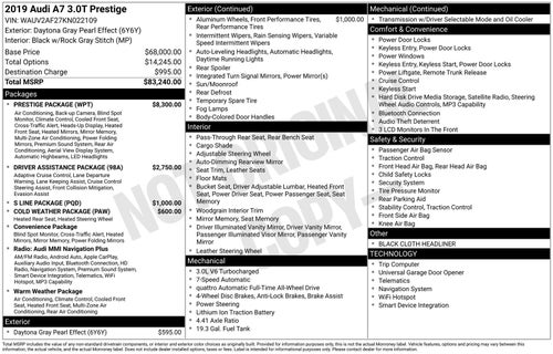 2019 Audi A7 3.0T Prestige quattro