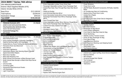 2024 BMW 7 Series 760i xDrive Premium Package M Aero