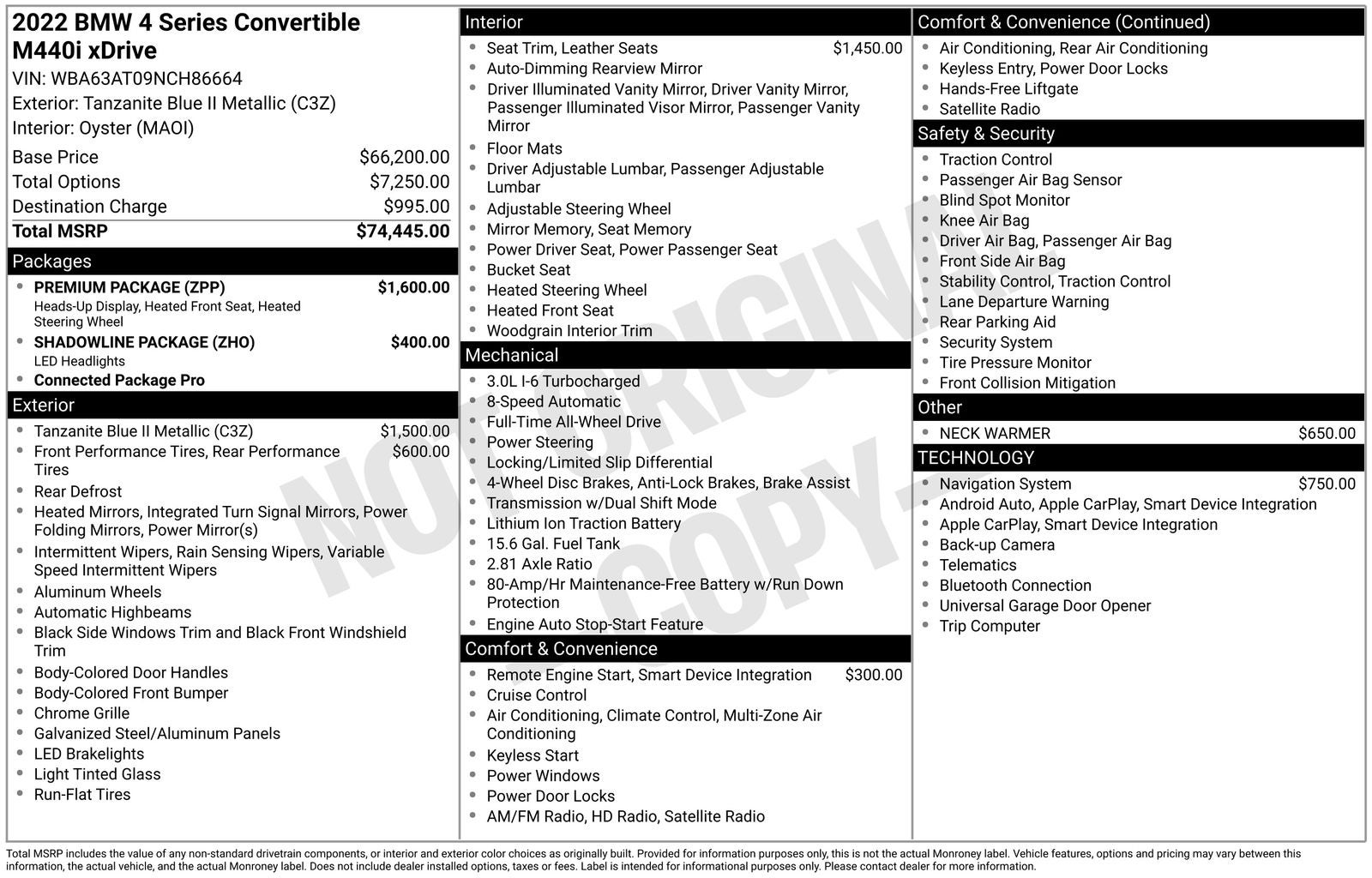 2022 BMW 4 Series M440i xDrive Premium Package