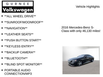 2016 Mercedes-Benz S-Class S 63 AMG® 4MATIC®