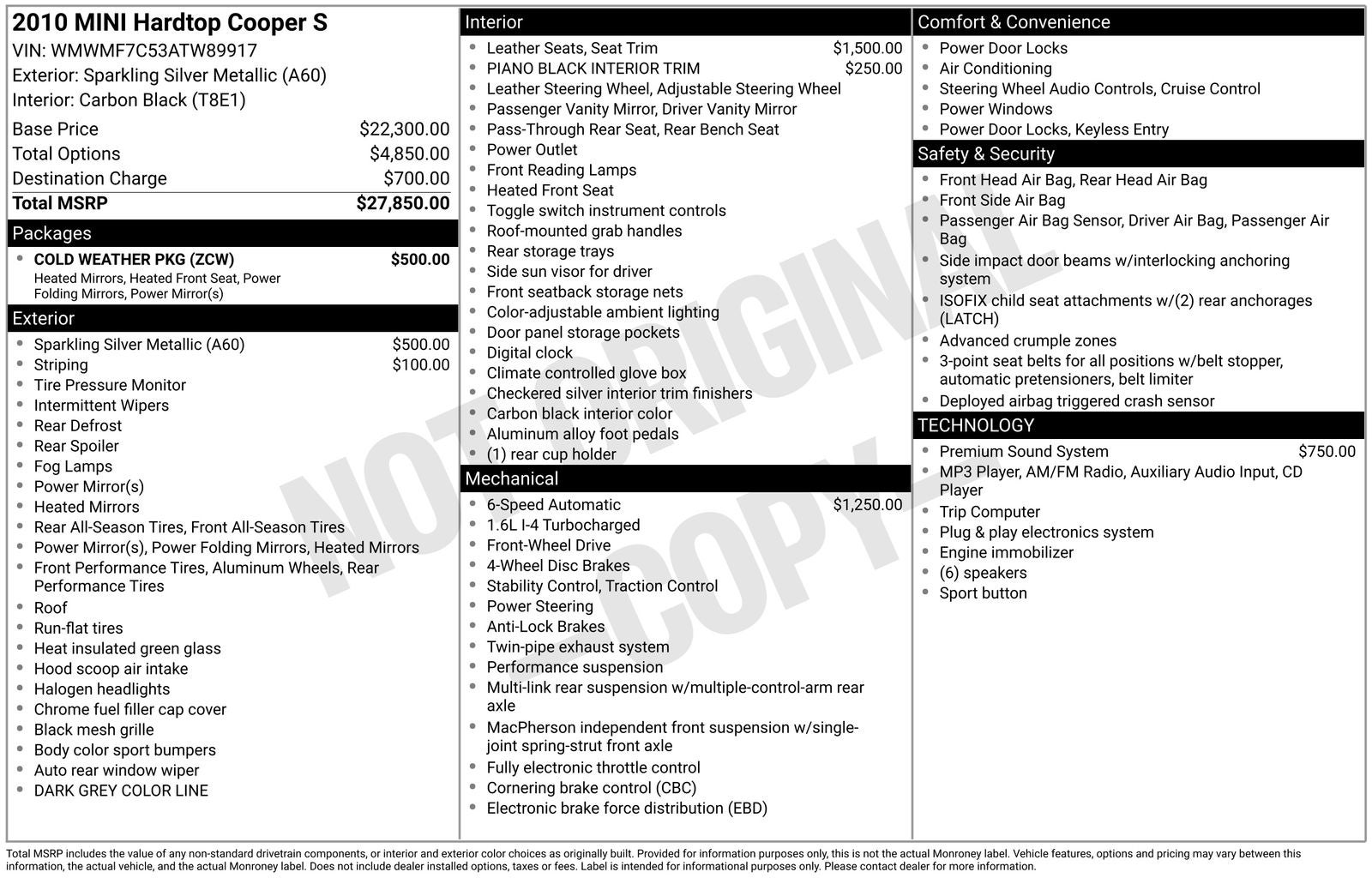 2010 MINI Cooper S Base