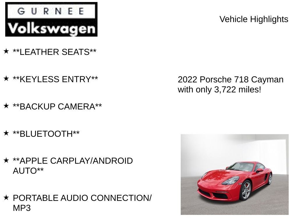 2022 Porsche 718 Cayman S Premium Sport Chrono Package