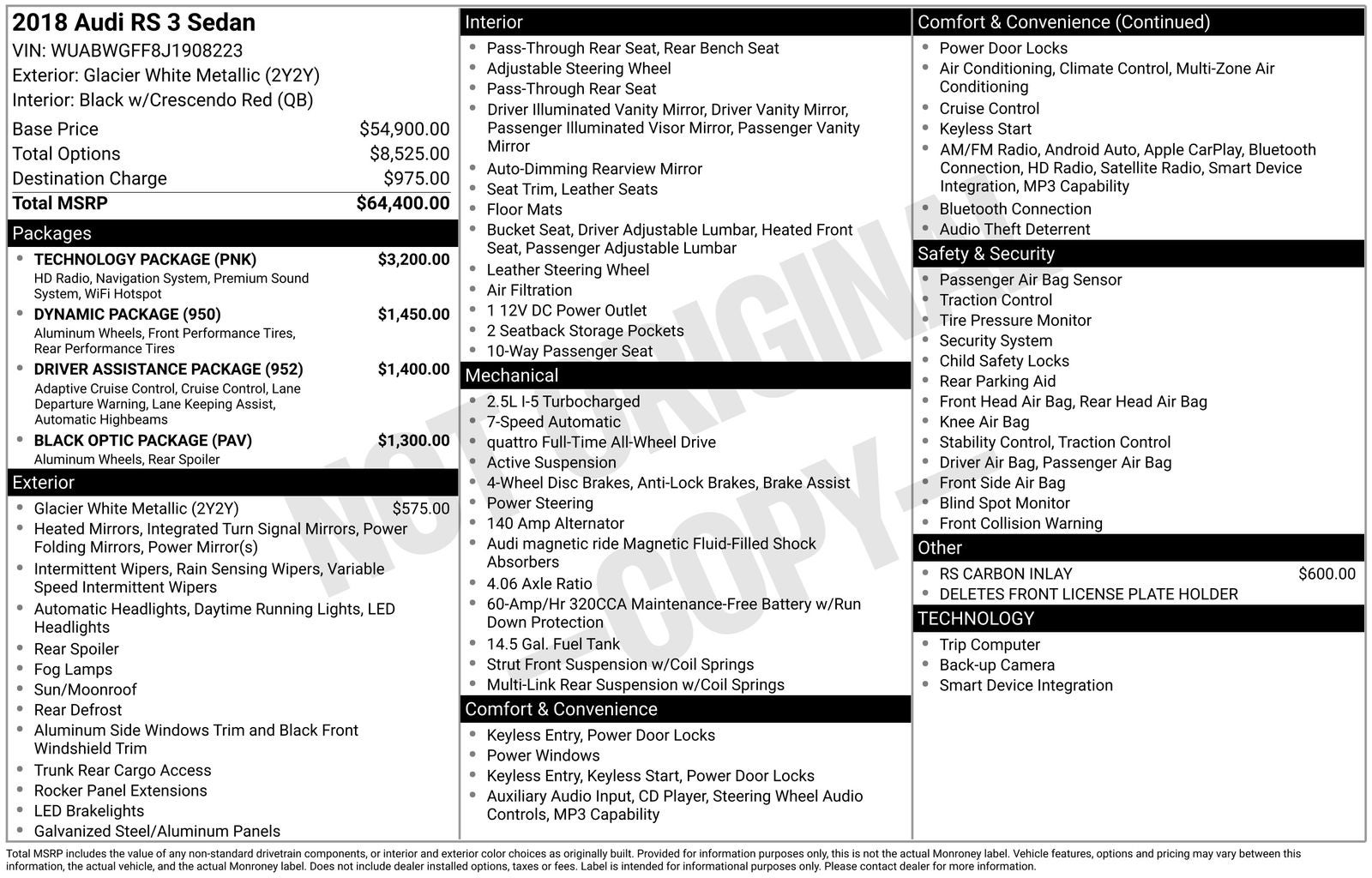 2018 Audi RS 3 2.5T quattro