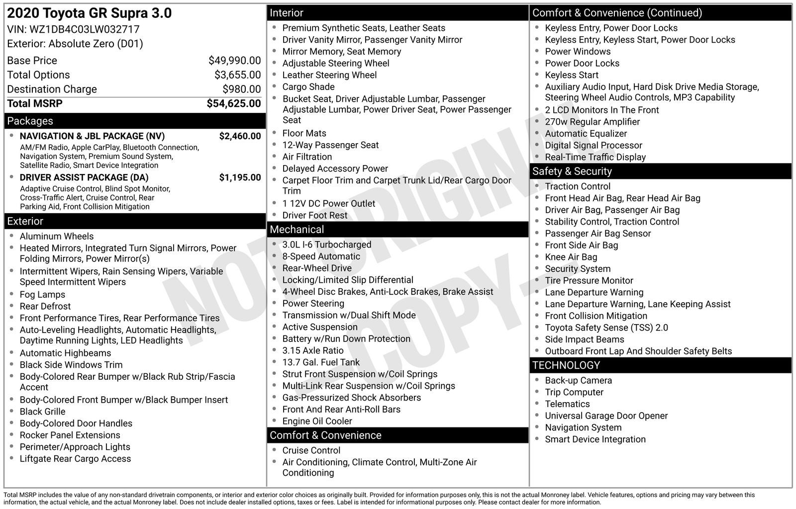 2020 Toyota Supra 3.0